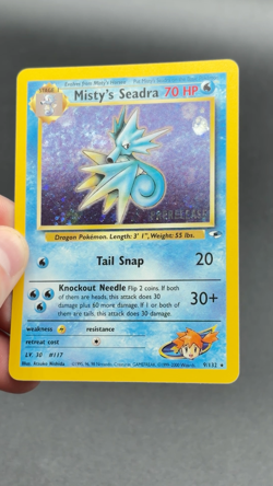 MISTY'S SEADRA NM/M Prerelease 9/132 HOLO RARE GYM HEROES POKEMON - Image 2