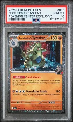 Tyranitar 096/182 PSA 10 GEM MINT Pokemon Center Promo Holo Team Rocket's - Image 1