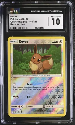 Pokemon Card CGC 10 EEVEE Reverse Holo #166 Cosmic Eclipse English Sun & Moon - Image 1