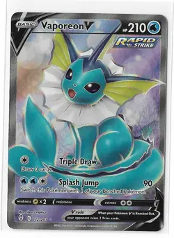 Vaporeon V 172/203 Pokemon Evolving Skies Sword Shield Full Art Rare Card NM - Image 1