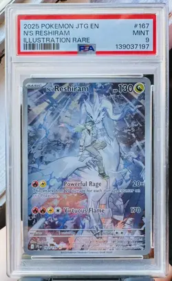 2025 POKEMON JTG #167 N'S RESHIRAM PSA 9 - Image 1