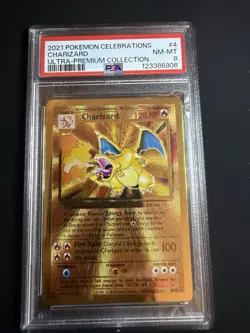 Pokemon Charizard Base Celebrations Metal Ultra Premium Collection PSA 8 NM-MT - Image 1