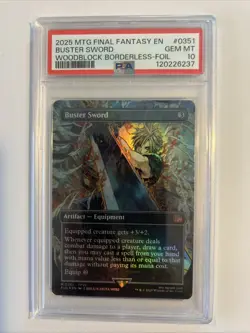PSA 10 GEM MINT Buster Sword 0351 Woodblock Borderless Foil Final Fantasy MTG - Image 1