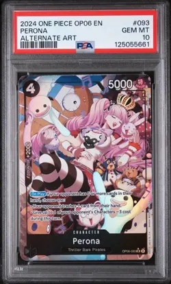 Bandai One Piece CCG Perona OP06-093 Wings of the Captain Alt Art Foil PSA 10 - Image 1