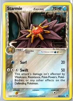 Pokemon Card - Starmie Delta Species 30/113 2005 Rare Heavily Played - Image 1