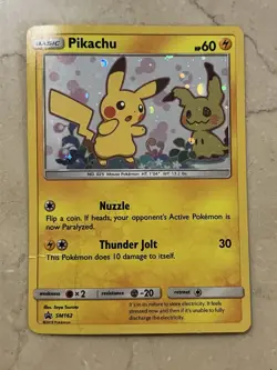 Pikachu SM162 Black Star Promo Holo Pokemon Card Mimikyu Artwork - Image 1