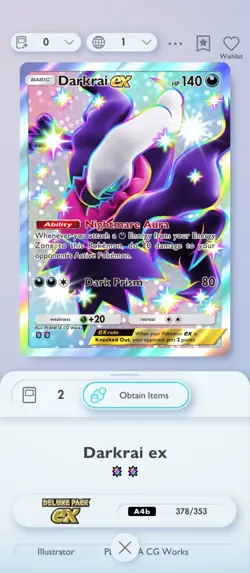 Shiny Darkrai EX – Pokemon TCG Pocket (Trade Me Anything!) DIGITAL PTCGP 2 star - Image 1