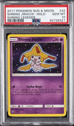 2017 POKEMON SUN & MOON SHINING LEGENDS #42 SHINING JIRACHI-HOLO PSA 10 - Image 1