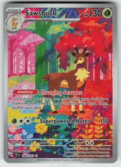 Pokemon Sawsbuck Illustration Rare SV05: Temporal Forces 166/162 NM - Image 1