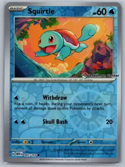 Pokemon Scarlet & Violet 151 - Squirtle 004 Reverse Holo Pokemon Center Stamp - Image 1