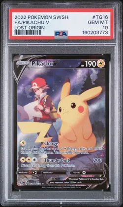 Pokemon SWSH Pikachu v FA 2022 Lost Origin Trainer Gallery #TG16 PSA 10 Gem Mint - Image 1