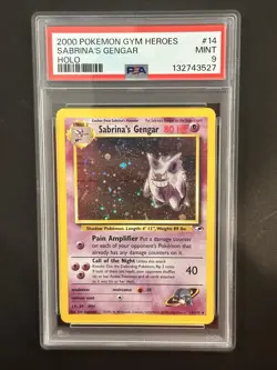 2000 Pokemon Gym Heroes Sabrina’s Gengar Holo SWIRL PSA 9 #14 - Image 1