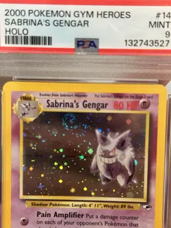 2000 Pokemon Gym Heroes Sabrina’s Gengar Holo SWIRL PSA 9 #14 - Image 3