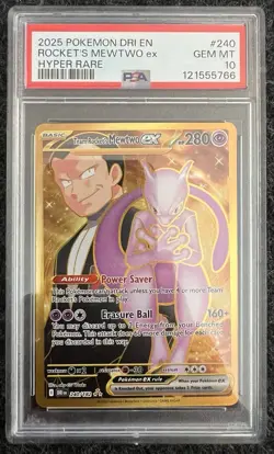 Destined Rivals Gold Team Rockets Mewtwo EX Hyper Rare Card 240/182 PSA 10 - Image 1