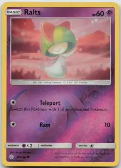 Ralts 80/236 Common Cosmic Eclipse Pokemon Reverse Holo Near Mint - Image 1