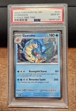 PSA 10 Gyarados 2023 Pokemon Paldea Evolved 5-Pack Mini Tins #043 Costco - Image 1
