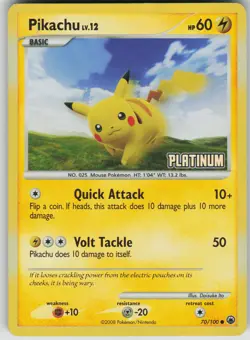Pokemon TCG Pikachu - 70/100 [Platinum] Promo Burger King Promos 070/100 - Image 1