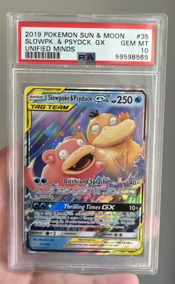 2019 Pokemon Unified Minds Slowpoke & Psyduck GX 35/236 PSA 10 - Image 1