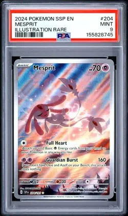 2024 POKEMON - SURGING SPARKS 204 ILLUSTRATION RARE - MESPRIT 204/191 - PSA 9 - Image 1