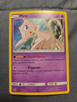 Pokemon TCG Mew SM215 Holo Hidden Fates Promo with swirl LP - Image 1