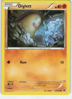 Diglett 36/124 Common Normal XY - Fates Collide LP Pokemon - Image 1