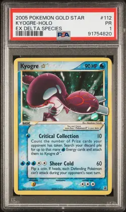 Pokemon Kyogre Gold Star EX Delta Species Holo PSA 1 - Image 1