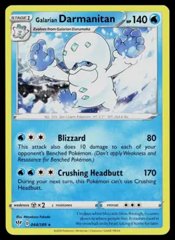 GALARIAN DARMANITAN 044/189 RARE DARKNESS ABLAZE POKEMON NM - Image 1