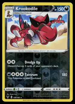 KROOKODILE 109/185 RARE VIVID VOLTAGE POKEMON REVERSE HOLO NM - Image 1
