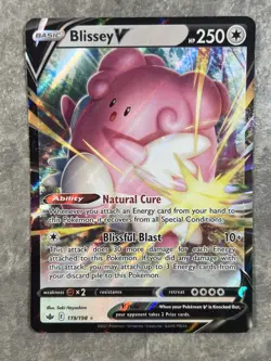 Blissey V 119/198 Pokemon TCG Rare Sword & Shield Chilling Reign Holo Near Mint - Image 1