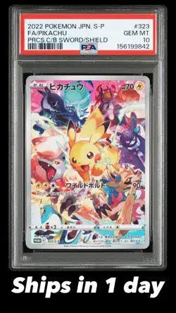 PSA 10 Pikachu 323/S-P Pokemon Card Promo 2022 Prcs.C/B Sword/Shield Japanese - Image 1