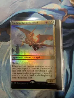 MTG NFC "miscut" War of the Spark Foil Feather, The REDEEMED magic - Image 1