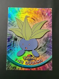 HP! 1999 Topps Pokemon TV Animation #43 Oddish RAINBOW FOIL BLUE Logo - Image 1