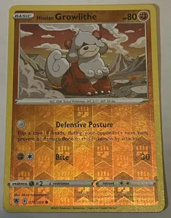 HISUIAN GROWLITHE 070/189 ASTRAL RADIANCE POKEMON (REVERSE HOLO) PACK FRESH - Image 1