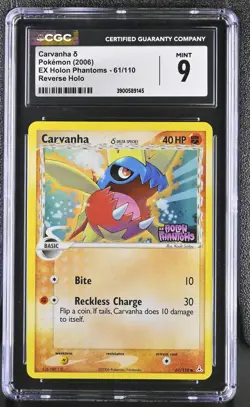 Pokemon Carvanha EX Holon Phantoms 61/110 Reverse Holo CGC 9 Mint - Image 1
