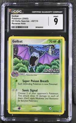 Pokemon Golbat EX Delta Species 43/113 Reverse Holo CGC 9 Mint - Image 1