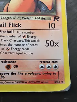 BEYOND DAMAGED Pokemon Team Rocket Dark Charizard 1st Edition Holo 4/82 TRASHED! - Image 3