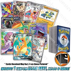 Pokemon Card Lot 100 OFFICIAL TCG Cards + Ultra Rare | GX EX V OR FULLART! GIFT - Image 1