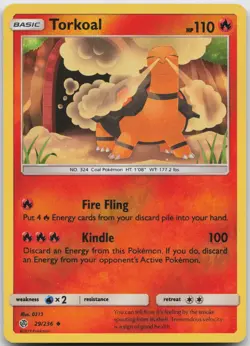 Torkoal 29/236 Uncommon Cosmic Eclipse Pokemon Reverse Holo Near Mint - Image 1