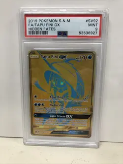J4 Tapu Fini Gx - Hidden Fates - Shiny Vault #SV92 PSA 9 Pokemon - Image 1