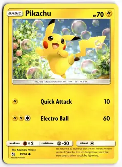 Pokemon TCG Pikachu 19/68 Hidden Fates Common NM - Image 1