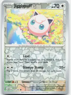 Jigglypuff 039/165 Common 151 Pokemon Reverse Holo Near Mint - Image 1