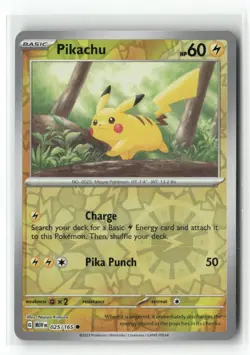 Pikachu 025/165 Common 151 Pokemon Reverse Holo Near Mint - Image 1