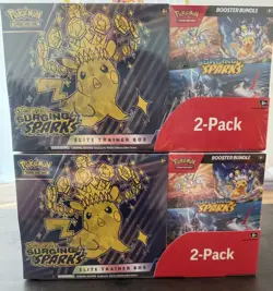 Two-pack Pokemon Surging Sparks ETB + Booster Bundle Costco x2 🔥 - Image 1