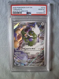 2025 Pokemon SVP EN Tornadus #210 Promo White Flare ETB PSA 10 - Image 1