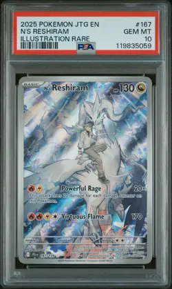 PSA 10 N'S RESHIRAM 167 ILLUSTRATION RARE 2025 POKEMON JOURNEY TOGETHER GEM MINT - Image 1