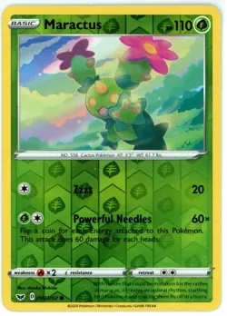 Pokemon TCG Maractus 007/202 Swsh01: Sword & Shield Reverse Holo - Image 1
