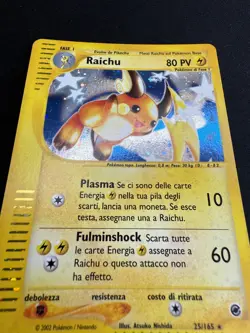 Pokemon Raichu 25/165 Expedition Rara Holo Unlimited Wizards ITA Carte Vintage - Image 4