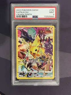 Pokemon Pikachu TCG Holo Card Crown Zenith PSA 9, 160/159, Secret Rare - Image 1