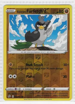 Galarian Farfetch'd 094/192 Common Rebel Clash Pokemon Reverse Holo Near Mint - Image 1