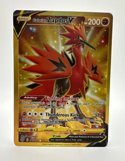 Pokemon TCG Brilliant Stars Gold Secret Rare Galarian Zapdos V 182/172 NM - Image 1